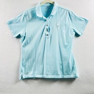 Peter Millar Women's Lt Aqua Blue Golf Polo Size Large